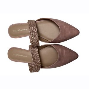 BCBGeneration Emmah Pink Croc Embossed Faux Leather Vegan Pointed Toe Mules